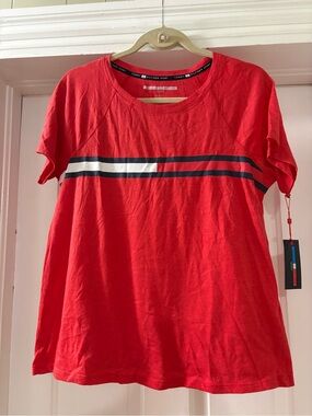 Tommy Hilfiger Boys Red Short Sleeve Shirt Size Medium